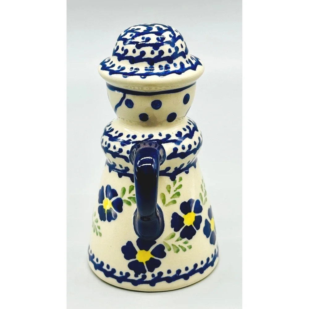 Boleslawiec Polish Pottery Salt Shaker‎ Blue Floral Woman Only 5 inch B